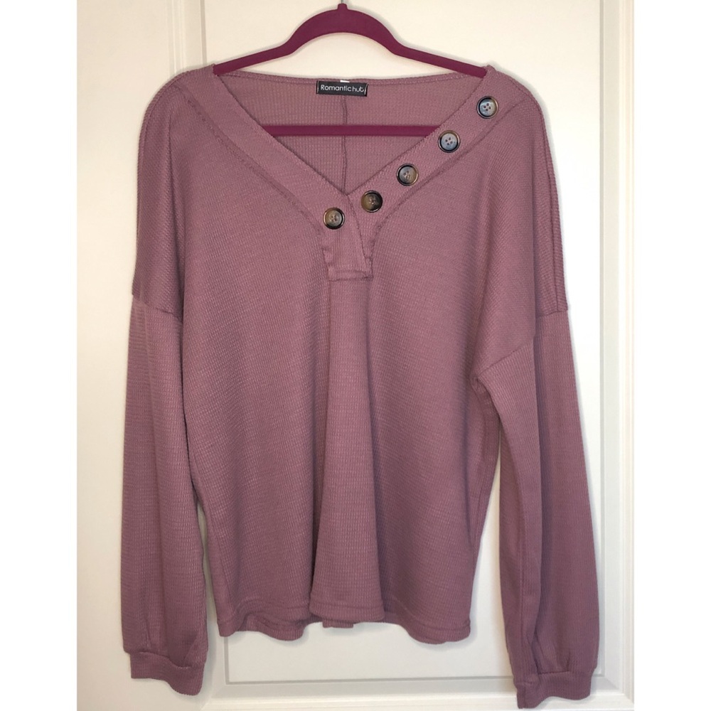 NWOT Romantichut Purple Waffle Knit Top Size XL